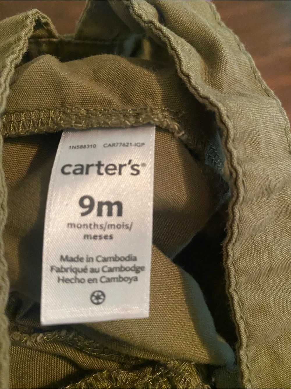 Carter's Olive Green Toddler Overalls with orange Side Spikes